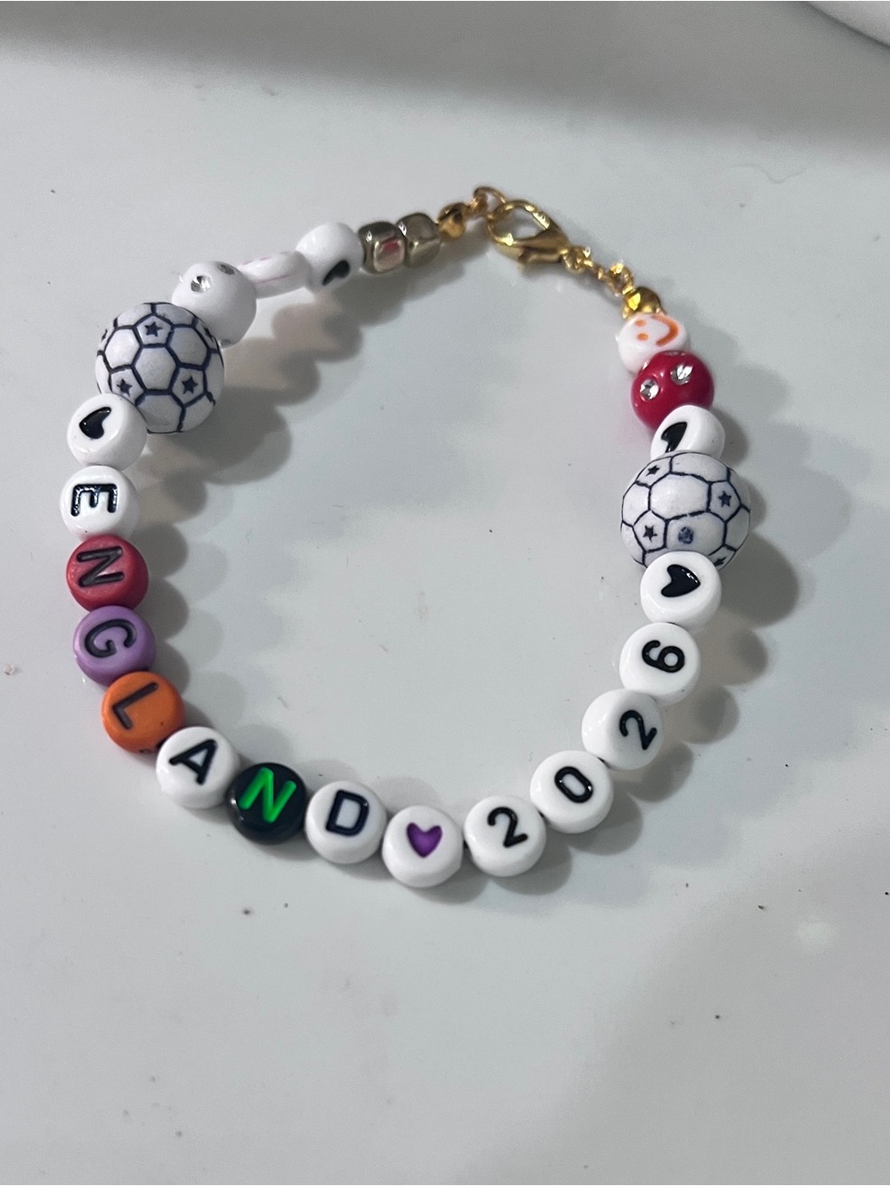 Custom White Beaded Name Bracelet with Multicolor Accents World Cup 2026
